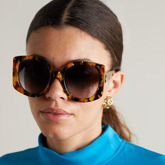 NEW Gucci GG1257S 004 Havana Gradient Blue Butterfly Oversized Women Sunglasses - Picture 3 of 13